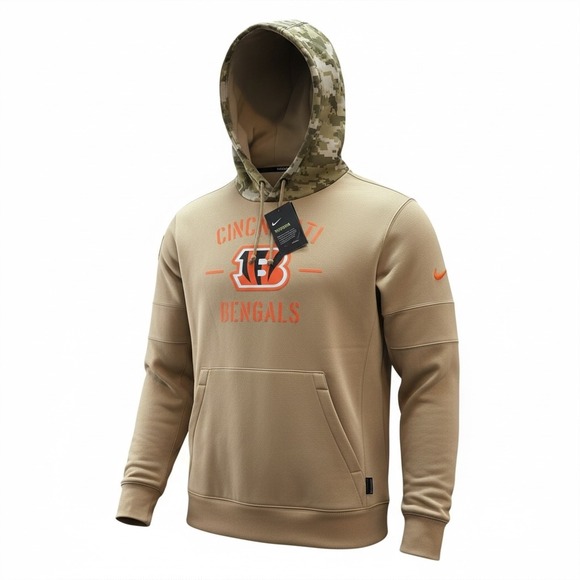 Nike Cincinnati Bengals Hoodie‎ Salute To Service Camo Hood MenSize S NWT